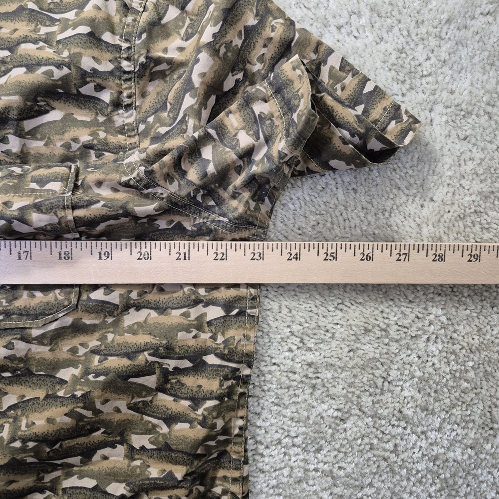 North Face Shirt Men Large Camo Fish Print AOP Button Up Outdoor Fishing Camp - Picture 7 of 9